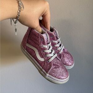 Vans Kids Pink Glitter High-Top Sneakers